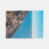 ライトハウスオンクリフブルー海ハワイ フリースブランケット (正面(横))