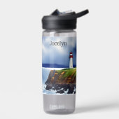 ライトハウスオンザクリフスウォーターカラーパーソナライズされた ウォーターボトル (左面)