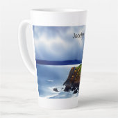 ライトハウスオンザクリフスウォーターカラーパーソナライズされた カフェラテマグ (左アングル)