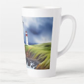 ライトハウスオンザクリフスウォーターカラーパーソナライズされた カフェラテマグ (右)