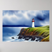ライトハウスオンザクリフスウォーターカラー ポスター (正面)