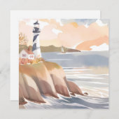 ライトハウスオンザショア | 水彩海カード (正面/裏面)