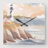 ライトハウスオンザショア | 水彩海 スクエア壁時計 (正面)