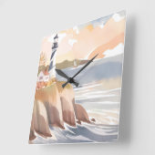 ライトハウスオンザショア | 水彩海 スクエア壁時計 (傾斜)