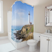 ライトハウスオンヒルブルースカイホワイトハウス海 シャワーカーテン (インサイチュ)
