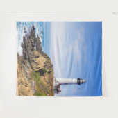 ライトハウスオンヒルブルースカイホワイトハウス海 タペストリー (正面(横))