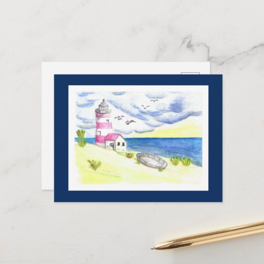 ライトハウスオンビーチはがき ポストカード (正面/裏面インサイチュ)