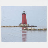 ライトハウスオンミシガン湖 フリースブランケット (正面(横))