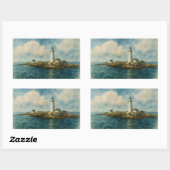 ライトハウスオンロッキーアイランド – コースタルボストン 長方形シール (シート)