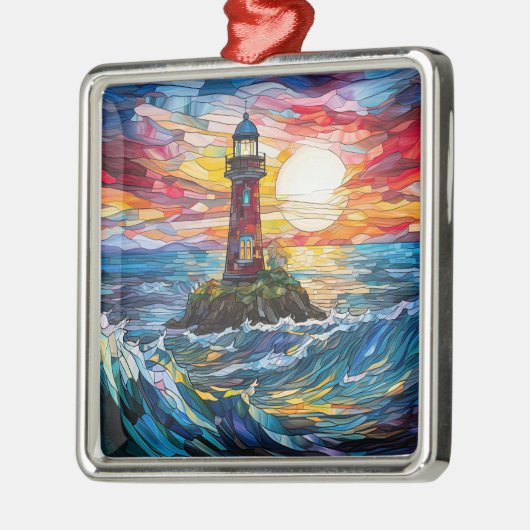 ライトハウスクリスマスオーナメント メタルオーナメント (左)