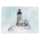 ライトハウスクリスマスコースタルホリデイ ラージペーパーバッグ (正面)