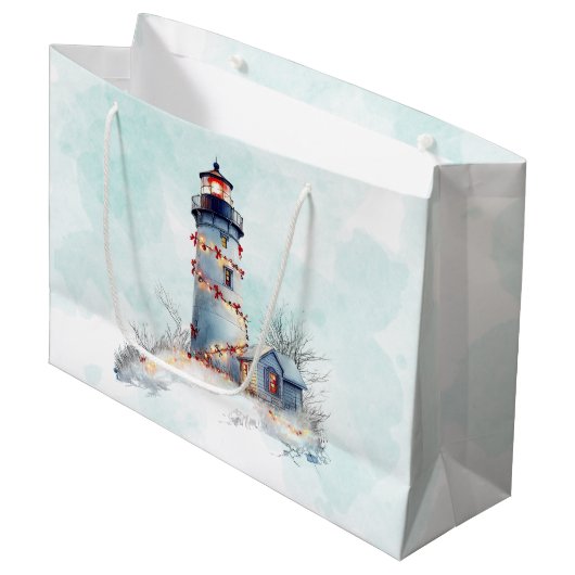 ライトハウスクリスマスコースタルホリデイ ラージペーパーバッグ (正面アングル)