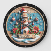 ライトハウスクリスマス ラージ壁時計 (正面)