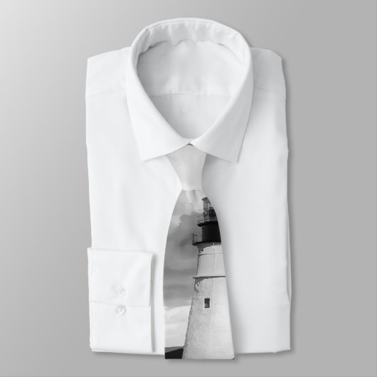 ライトハウスグレイ白黒クラウドシースケープ海 ネクタイ (タイ)