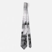 ライトハウスグレイ白黒クラウドシースケープ海 ネクタイ (正面)