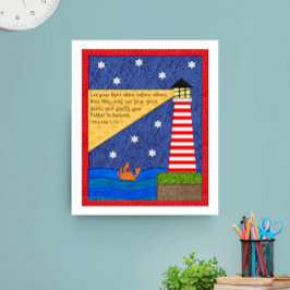 ライトハウスコラージュとカニ感動的 ポスター