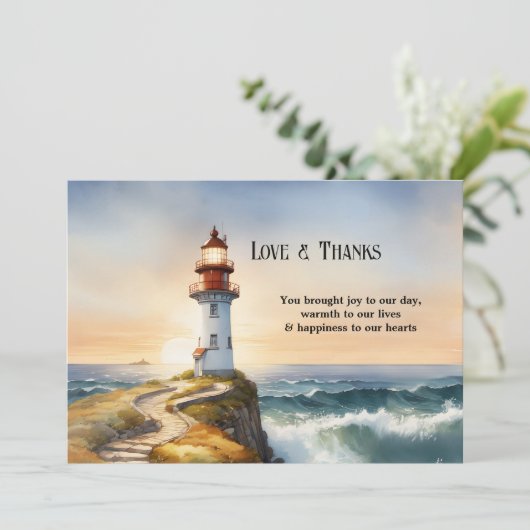 ライトハウスコーストフォト結婚ズサンキューカード セーブザデート (スタンド正面)