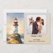 ライトハウスコーストフォト結婚ズサンキューカード セーブザデート (裏面)