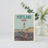 ライトハウスコーストラインポートランドメインUSA ポストカード (スタンド正面)