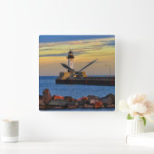 ライトハウスサンセット スクエア壁時計 (ホーム)