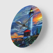 ライトハウスサンセット ラウンド壁時計 (傾斜)
