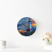 ライトハウスサンセット ラウンド壁時計 (ホーム)