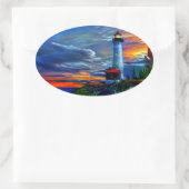 ライトハウスサンセット 楕円形シール (バッグ)