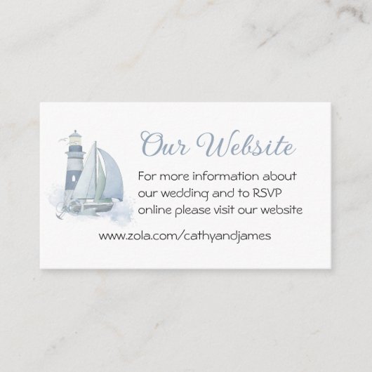 ライトハウスシルボートブルー航海のズ結婚ウェブサイト エンクロージャーカード (正面)