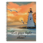 ライトハウスシーガルサンセットパーソナライズされた ノートブック (正面)