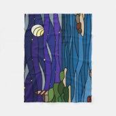 ライトハウスシーショアアンダーナイトスカイムーンスターズ フリースブランケット (正面)