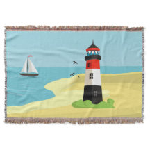 ライトハウスシーンデザインブランケット