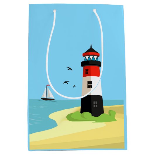 ライトハウスシーンデザイン抱き枕 ミディアムペーパーバッグ (正面)
