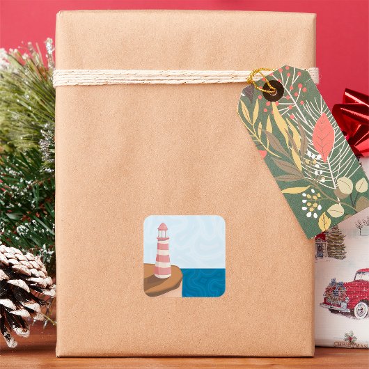 ライトハウスストライプのランドスケープスクエアステッカー スクエアシール