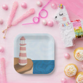 ライトハウスストライプのランドスケープ紙プレート ペーパープレート (パーティー)