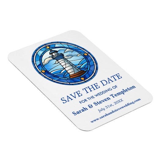ライトハウスセーリング航海のウェディングデートを保存 マグネット (右側)