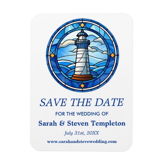 ライトハウスセーリング航海のウェディングデートを保存 マグネット (縦)