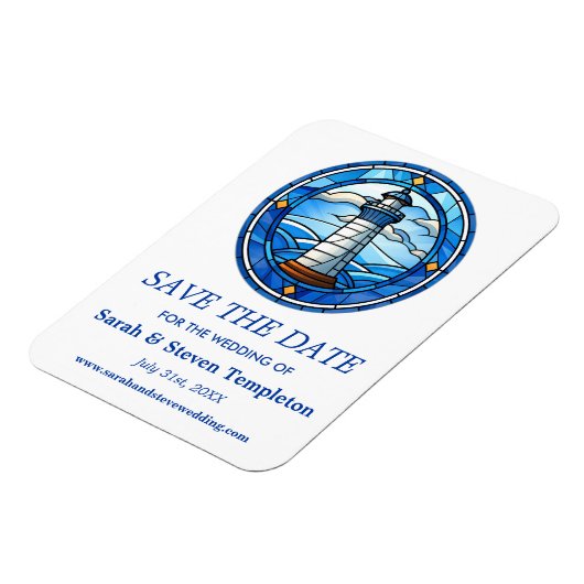 ライトハウスセーリング航海のウェディングデートを保存 マグネット (左側)