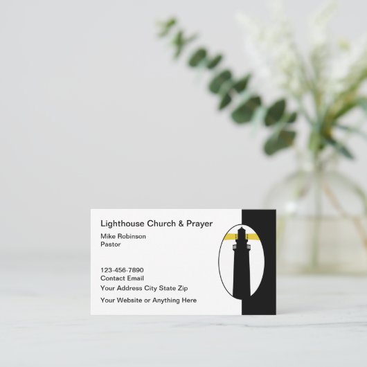 ライトハウステーマクリスチャンチャーチビジネスカード 名刺 (スタンド正面)