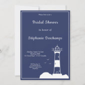 ライトハウスネイビーブルーブライダルシャワー招待 招待状 (正面)