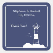 ライトハウスネイビーブルー結婚ズ スクエアシール (正面)