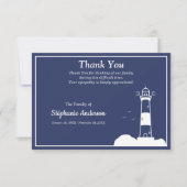 ライトハウスネイビーブルー葬儀サンキューノートカード サンキューカード (正面)