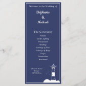 ライトハウスネイビー結婚ブルーの式典プログラム メニュー (正面)