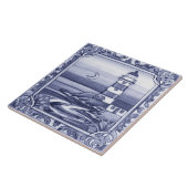 ライトハウスバイザシー海ブルー&ホワイト タイル (側面)