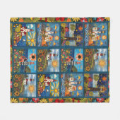 ライトハウスパッチワークキルテッドパターン フリースブランケット (正面(横))