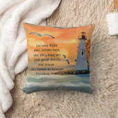 ライトハウスパーソナライズされたサンセットバイブル聖句ピロー クッション (ブランケット)