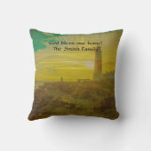ライトハウスパーソナライズされたサンセットバイブル聖句ピロー クッション (裏面)