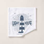 ライトハウスパーソナライズされたファミリ名 バスタオルセット (ウォッシュタオル)