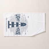 ライトハウスパーソナライズされたファミリ名 バスタオルセット (ハンドタオル)