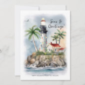 ライトハウスパームツリーシーコースタルクリスマス シーズンカード (正面)