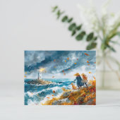 ライトハウスビュー秋の嵐から崖 シーズンポストカード (スタンド正面)